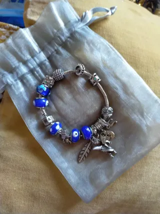 Pulsera Charms Azul  Plateada Zajira