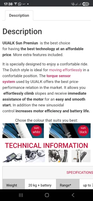 Bici eléctrica Uualk Sun