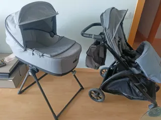 Carrito y Silla de Paseo Bebé Gris
