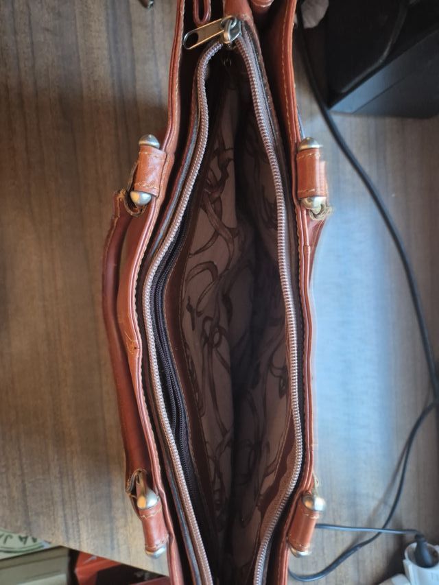 Bolso Piel Italiano Marrón Grande Mujer