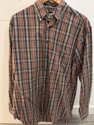 Camisa Lacoste Hombre Cuadros Azul y Marrón