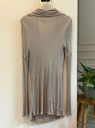 Blusa Beige Escote Drapeado Viscosa Talla S