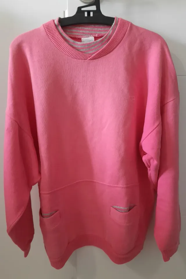 Jersey rosa punto con bolsillos