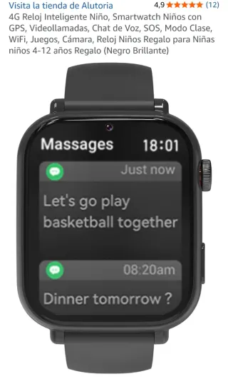 Reloj Inteligente Alutoria Niños GPS Negro