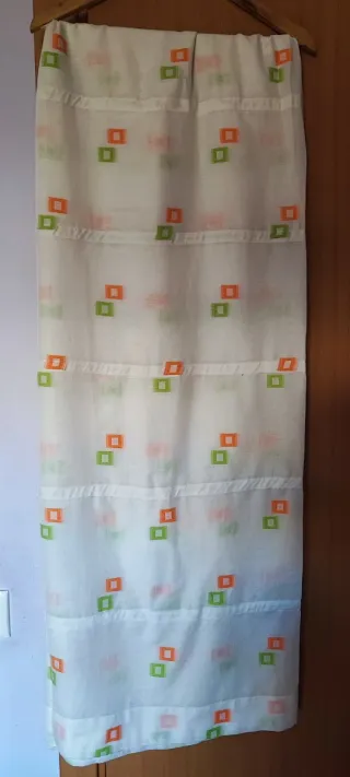 Confezione di tende con Quadri e Quadrati Arancioni