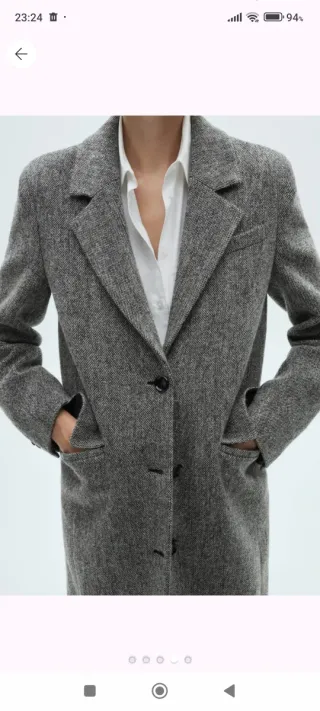 Abrigo lana Mango gris y negro