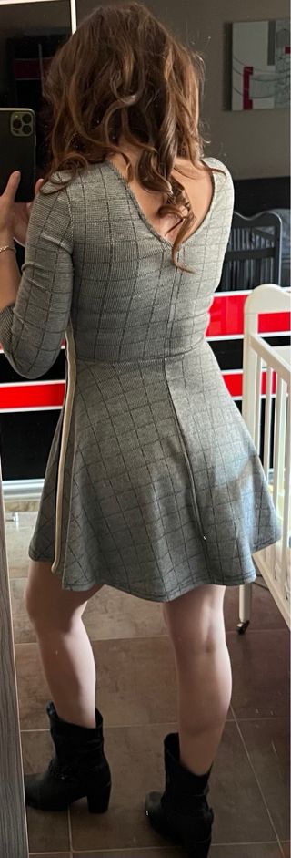 Vestido invierno pata de gallo gris