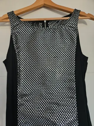 Conjunto Vestido  + chaquetaMango Negro y Plateado