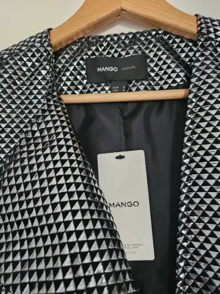 Conjunto Vestido  + chaquetaMango Negro y Plateado