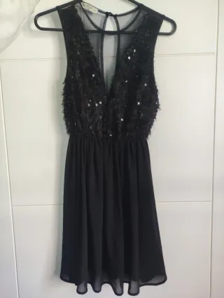 Vestido negro corto lentejuelas