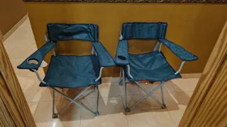 2 Sillas Camping Plegables Azul/Gris