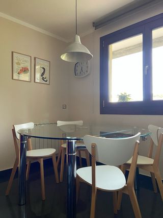 Mesa redonda cristal y metal extensible