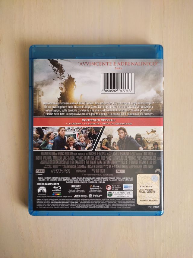 BLU-RAY GUERRA MUNDIAL Z, EN CASTELLANO