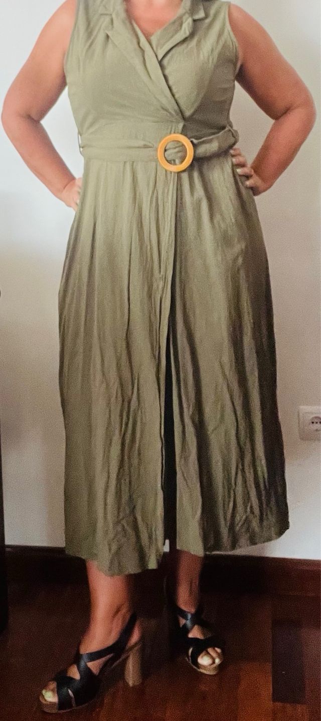 Vestido cruzado verde militar T.44