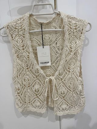 Chaleco Crochet Pull&Bear Talla Única Beige