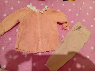 Conjunto bebé niña: jersey y pantalón