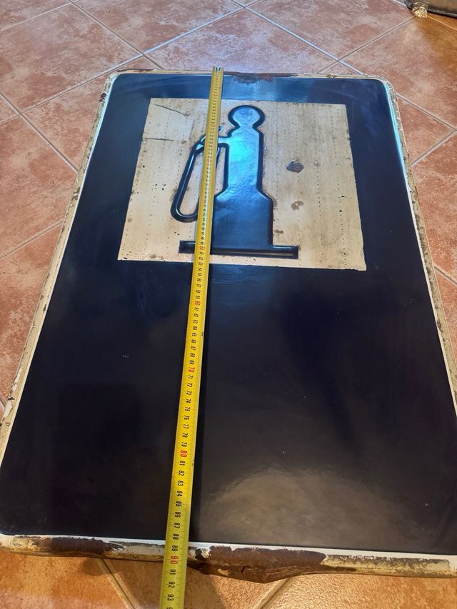 Señal esmaltada antigua gasolinera año 1964