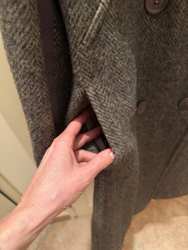 Cappotto lana doppiopetto marrone 