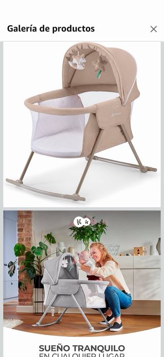 Mini cuna con capota y móvil
mosquitera
plegable