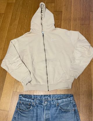 Felpa Karl Kani Boxy Fit Beige Vintage Con Zip S