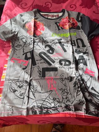 Camiseta Desigual Hombre Gris Multicolor