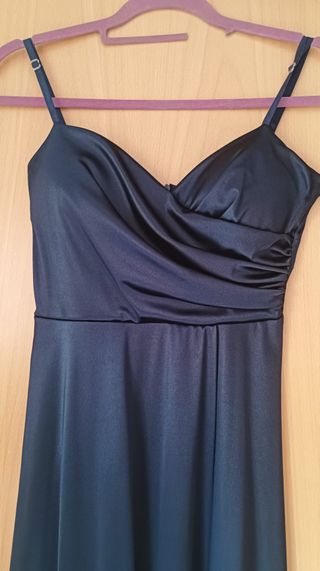 Vestido largo azul marino escote corazón