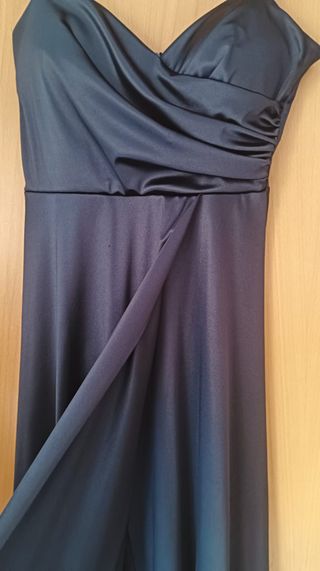 Vestido largo azul marino escote corazón