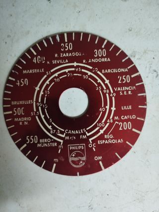 Carátula Dial Radio Philips Roja