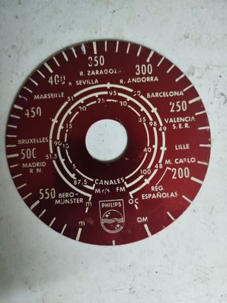 Carátula Dial Radio Philips Roja
