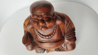 Estatua Buda Madera Antigua Tropical