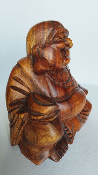 Estatua Buda Madera Antigua Tropical