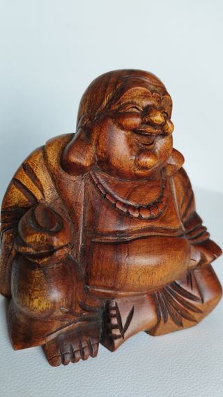 Estatua Buda Madera Antigua Tropical