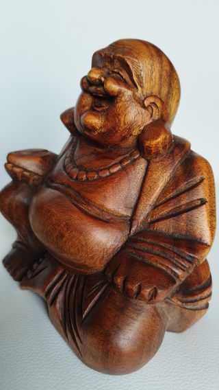 Estatua Buda Madera Antigua Tropical