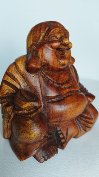 Estatua Buda Madera Antigua Tropical