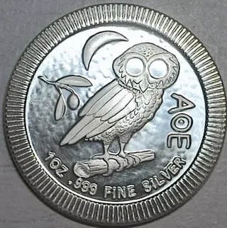 Moneda Plata 1 Oz Búho Atenas 2020