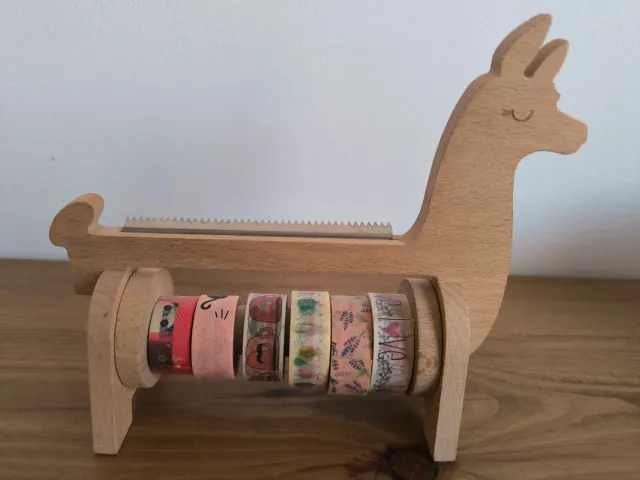 Dispensador Washi Tape Madera Llama