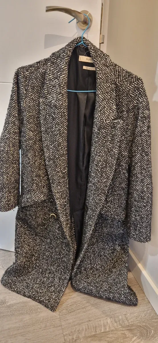 Abrigo Mango espiga negro y blanco Talla M