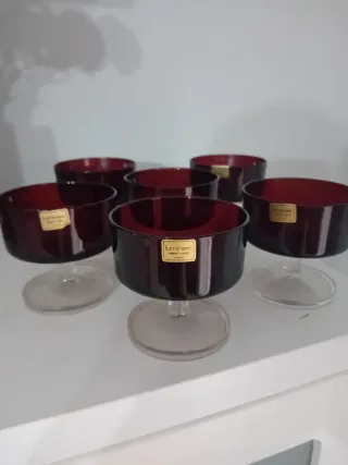 Juego 6 Copas Cristal Luminarc Rojas France