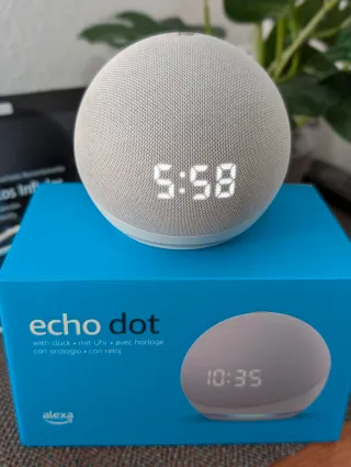 Echo Dot 4ta Gen Reloj - Altavoz Alexa - Blanco
