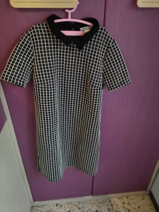 Vestido de cuadros blanco y negro