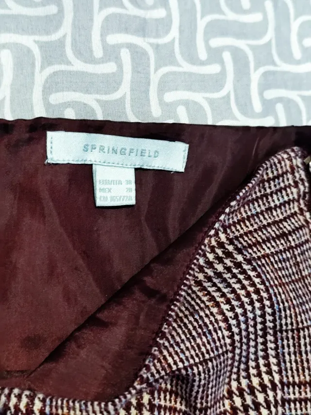 Falda Springfield cuadros beige y marrón