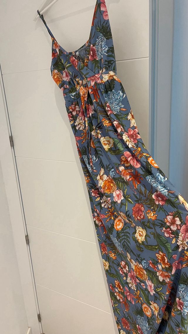 Vestido largo tirantes estampado floral