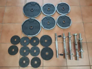 Discos de pesas DOMYOS. Mancuernas rosca y cierres