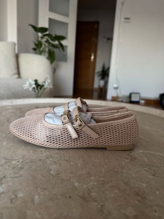 Bailarinas beige/rosa con tiras