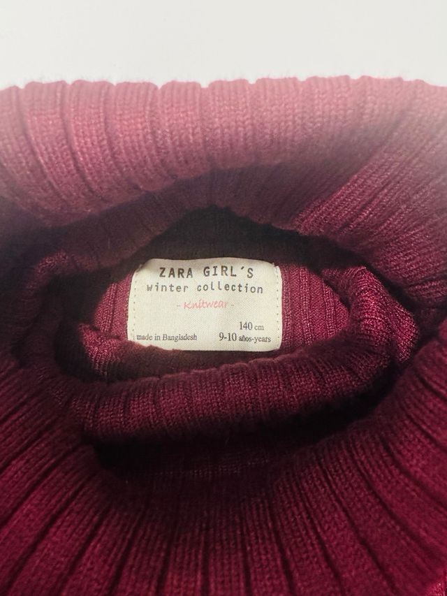 Jersey Zara granate cuello alto talla 9-10