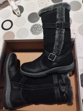 Botas altas niña negras con pelo, Talla 32
