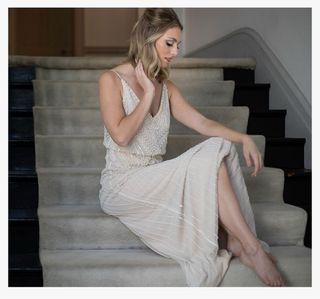 Vestido blanco pedrería novia