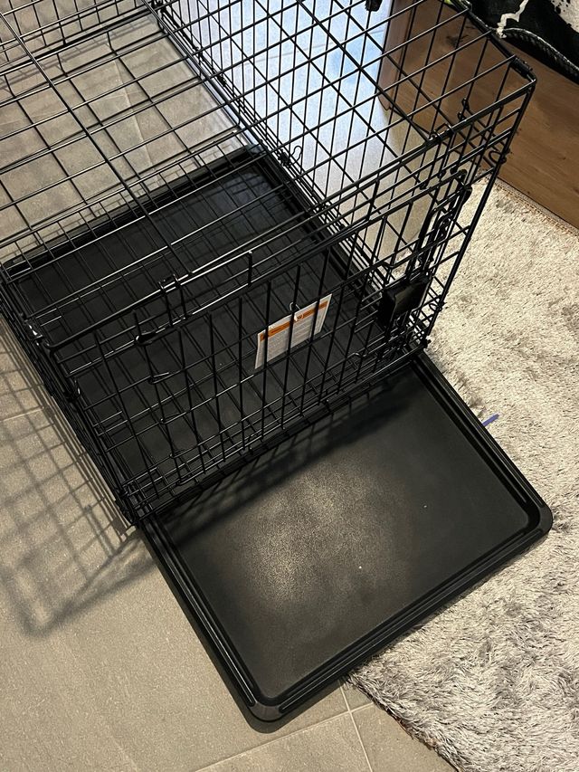 Jaula para perro de alambre negra