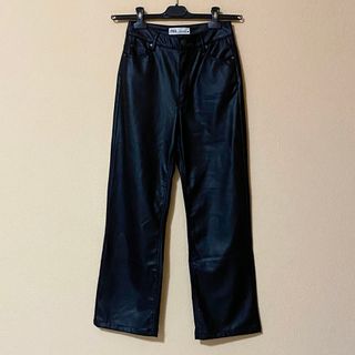 Zara Pantaloni Similpelle Nero Casual Classico Emo