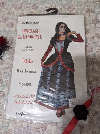 Disfraz Halloween Mujer Calavera Negra y Roja